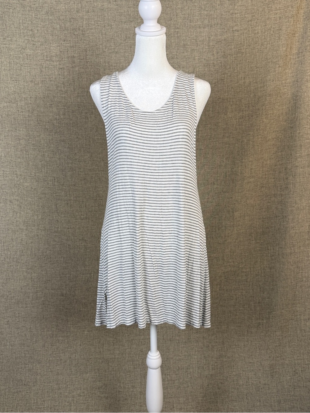Xhilaration Gray and White Striped Tunic Bathing Suit Cover-Up